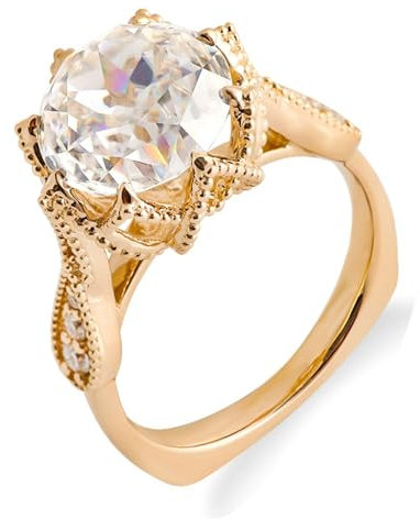Bishilin Moissanit Ring Damen 375 Echtgold, Eheringe Blume mit 1ct Moissanit Hochzeit Ring Frauen Verlobungsringe Nickelfrei Gr.62 (19.7)