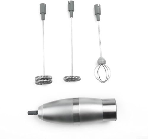 Honseadek Mousseur à lait électrique, fouet mélangeur à café, batteur à œufs alimenté par batterie 19 000 tr/min avec 3 têtes de fouet, pour latte art, œufs, beurre, soupe