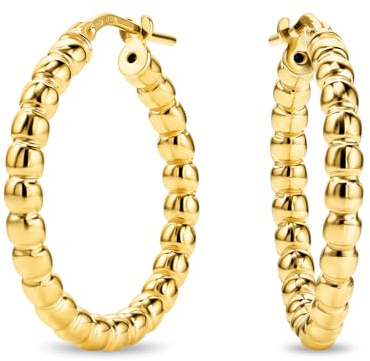 MIORE Schmuck Handgefertigt in Italien, Ohrringe Silber 925, Creolen Silber 925, Kugel-Kreolen 20 mm Durchmesser, Ohrringe Vergoldet 18K Gold, Runde Hoops Ohrringe Damen, Ohrschmuck