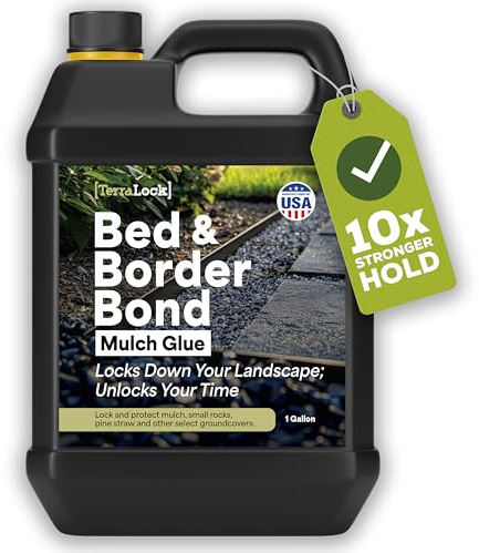 Superclear TerraLock Mulch Glue for Landscaping, 1 Gallon Rock Glue. Easy Spray, Easy Hold. Perfect for Mulch, Pea Gravel Large & Small, Rock, Straw and Stone, Pega para Piedras de Jardin