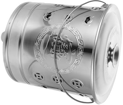 BESPORTBLE Eimer Aus Edelstahl Fass Verbrennungsanlage Brennender Eimer Brenner Rauchlose Grube Behälter Tragbare Gruben Mülltonnen Brennende Tonne Käfig Erinnerung Rostfreier Stahl Silver