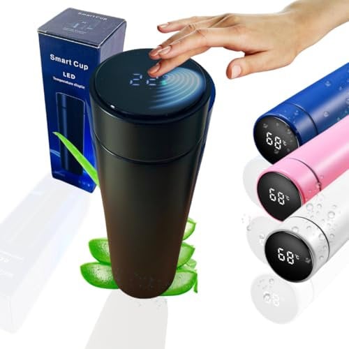 Aurum 500ml Trinkflasche aus Edelstahl 304, Thermoflasche mit LED-Touchscreen-Temperaturanzeige, Vakumisoliert & auslaufsicher, BPA-frei, mit Teesieb, heiße & kalte Getränke, für Büro, Reisen & Sport