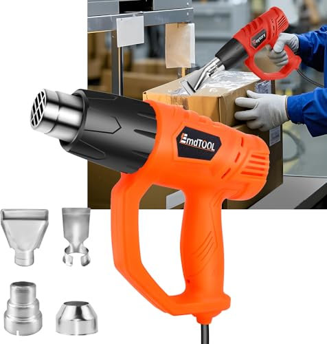 Electric Hot Air Gun - 2000W Dual Heat Setting with 4 Nozzles, Ideal for Paint Stripping, Pipe Soldering, PVC Shrinking & Crafts Orange