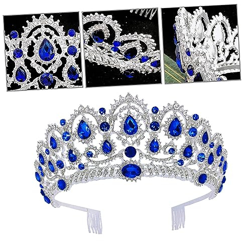 Kristallbrautkrone mit Kamm, Zinklegierung, Blau, Weihnachten Event | Strass Design, Leicht und Elegant, für Brautschleier und Hochsteckfrisuren bei Partys und Cosplay