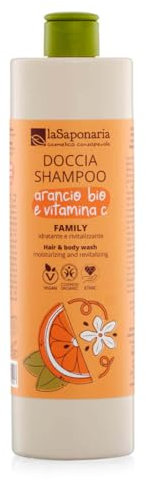 La Saponaria | Doccia Shampoo Biologico Family 500ml – Arancio Bio & Vitamina C – Idratante, Rivitalizzante e Delicato – Ideale per tutta la Famiglia e per Pelli Sensibili