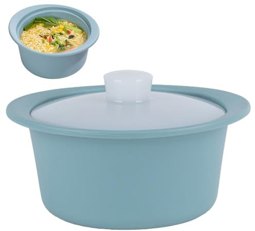 Vapores de microondas, olla de microondas de silicona de grado alimenticio con mango y tapa, horno y lavavajillas seguros para verduras, tazones de cocción, tazón de comida, olla, vapores de silicona