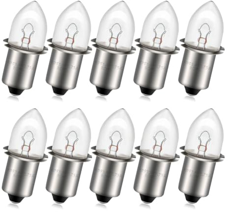 Ruiandsion 3.6V P13.5S Halogenlampen 10er-Pack, Ersatz für verschiedene Taschenlampen und Instrumente, 360° rundum warmes Licht, langlebige Halogenlampe