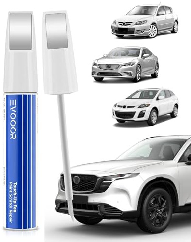 EVOOOR (25D) Snowflake White Pearl Tricoat Lackstift 2-in-1 für Mazda - Zur Kratzerreparatur, Schnelle & Einfache Lösung