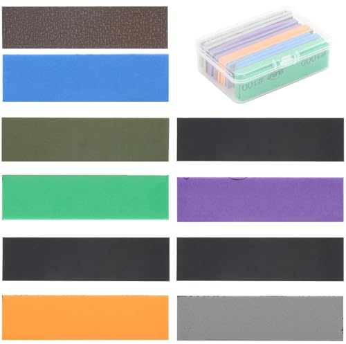 KEWAYO 15 Pieces Sanding Sponge Set, Wet Dry Reusable 800-2000 Grit Sandpaper, 3mm Hand Model Sanding Sticks, for Polishing Model, Drywall, Metal, Wood Furniture
