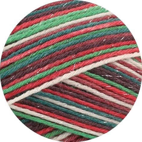 LANA GROSSA Meilenweit 6-Fach Merino Christmas | 6-fädiges Sockengarn aus Merino, waschmaschinenfest | Garn aus 80% Schurwolle & 20% Polyamid | 150g Wolle, Stricken & Häkeln | 390m Garn FB 634