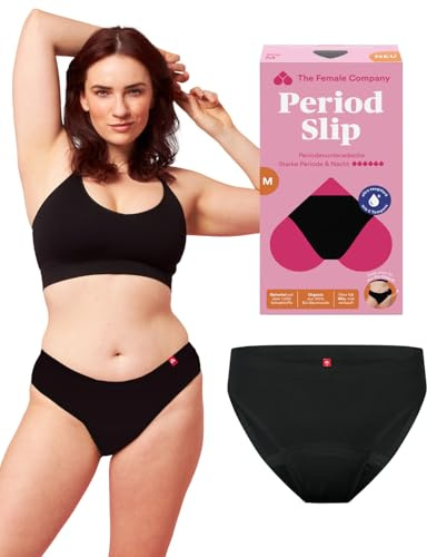 The Female Company Periodenunterwäsche Slip Extra Strong – Zuverlässiger Auslaufschutz bei starker Blutung – Atmungsaktive Panty aus Bio-Baumwolle – Bequem & getestet von Hohenstein, schwarz