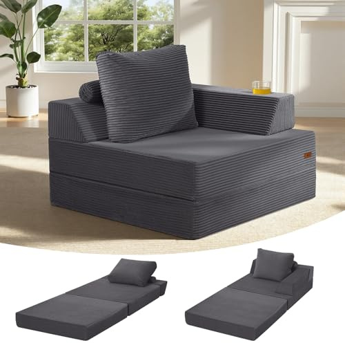 MeMoreCool 3-in-1 Faltbares Boneless Sofa-Bett Cord Grau