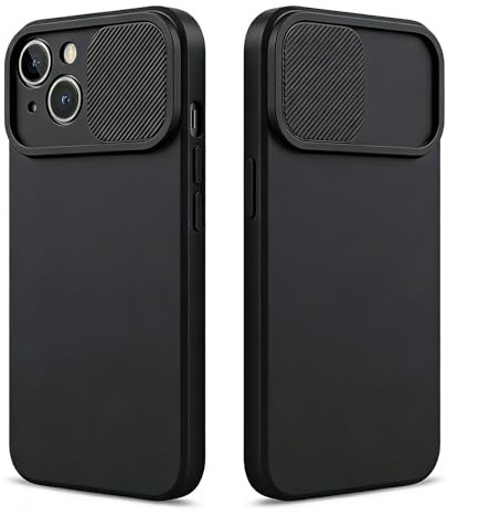 Chengyuanfeng Cover per iPhone 15 con Copri Fotocamera Scorrevole, Protezione Camera Integrata, Custodia Antiurto TPU Antigraffio e Antipolvere, Ideale per Ufficio, Viaggio e Uso Quotidiano, Nero