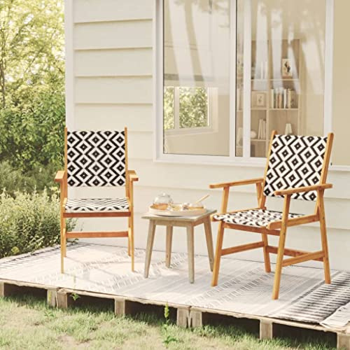 RCODSSK Gartenstühle aus Massivholz Akazie 2 Stück mit Polyrattan Sitzfläche und Rückenlehne sowie 110 kg Belastbarkeit als stabile Esszimmerstühle für draußen