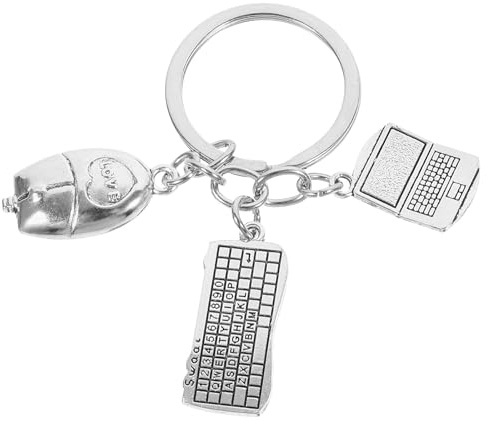 SILENRADAWN Porte-clés Ornement Créatif en Alliage de Zinc Argenté Clavier et Souris Pratique et Portable pour Amateurs D'informatique et Programmeurs
