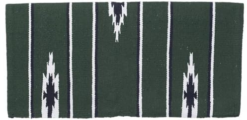 Tough 1 Sierra Acrylic Blend Saddle Blanket - 30 x 30 - Hunter Green/Black/Cream