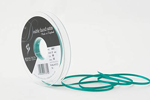 Berisfords Double FACE Poly Satin Ribbon, Jade, 3 mm