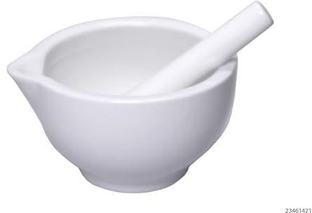 Keramik Mörser mit Stößel 10,5cm Gewürzmörser Küchenmörser weiß, Weiss
