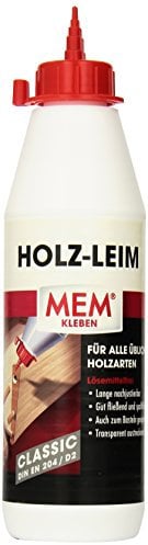 MEM Holz-Leim Classic, Holzleim für alle üblichen Holzarten, Holzwerkstoffen und Schichtstoffplatten, Gebrauchsfertig, Lösemittelfrei, 550 g, Weiß (Transparent austrocknend)