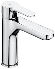 Roca L20 Grifería para lavabo de altura media con tecnología Cold Start, grifo monomando con enlaces de alimentación incluidos, mezclador de cuarto de baño de fácil instalación, cromado, A5A3B09C00