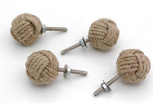 RII 8 Rope Doorknobs Nautical Twisted Decorative Jute, Rustic Rope Knot Drawer Pull and Push, Furniture Handles/Knobs, Cabinets, Wardrobes, Cupboards, Drawer 1.25
