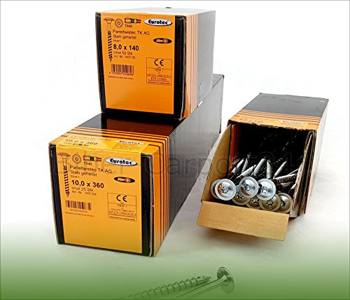 Eurotec Paneltwistec Lot de 6 vis pour construction en bois, 6 x 30 mm, avec tête plate, galvanisées (6 x 30 à 100 pièces)