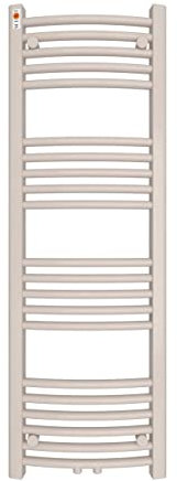 Mert Heizung gebogen elektrisch oder Warmwasser 1/2 Zoll Bad-Heizung 1200x400 Bad-Heizkörper Mittelanschluss 50 mm weiß Handtuchhalter für Wandmontage