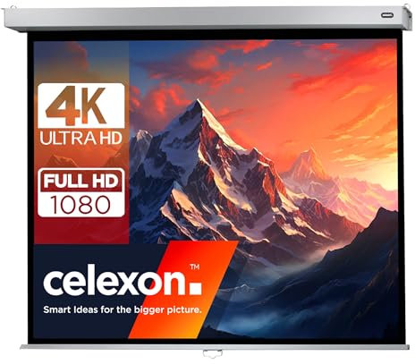 celexon Pro Plus Écran Manuel 100 | 200x150 cm 4:3 | Écran 4K, Full-HD Extensible manuellement pour Les présentations de Bureau et Le Home Cinéma | Montage Mural & au Plafond