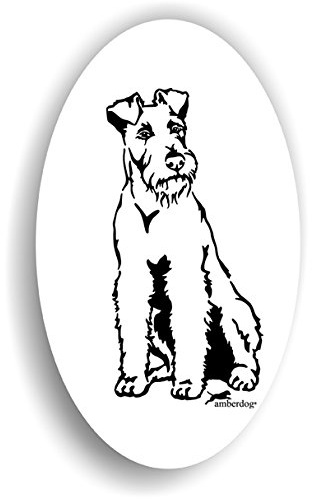 amberdog Irish Terrier Aufkleber oval 16 x 11 cm – weiß mit schwarzem Druck | Ovaler Irish-Terrier-Aufkleber für Auto, Wohnmobil, Wohnwagen & Laptop – 16 x 11 cm, wetterfest
