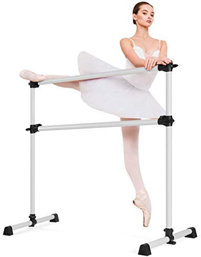 COSTWAY Ballettstange freistehend, Ballet Bar höhenverstellbar, Ballett Barre aus Eisen, Stretch Barre bis 50KG belastbar, ideal für Kinder und Erwachsene (weiß)