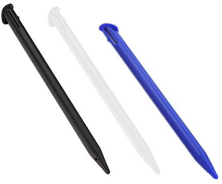 PPX Générique Remplacement Lot de 3 Pièces Stylet Tactile Plastique pour New 3DS et New 3DS XL - Noir Blanc et Bleu