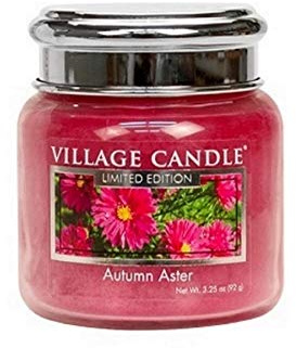 Village Candle Kleines Glas mit Metalldeckel, 107 ml, Herbst-Aster