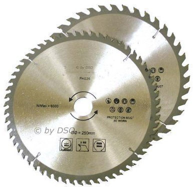 UNIBOS 2PC 250MM TCT Circular Silver Saw Blades 40 & 60 Teeth with Adapter O Rings CHOP