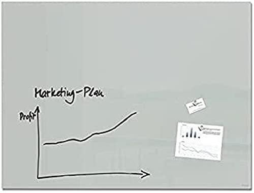 SIGEL GL213 Premium Glas-Whiteboard 120x90 cm grau hochglänzend, SGS geprüft, einfache Montage, incl. 2 starke Magnete, Glas-Magnettafel Artverum