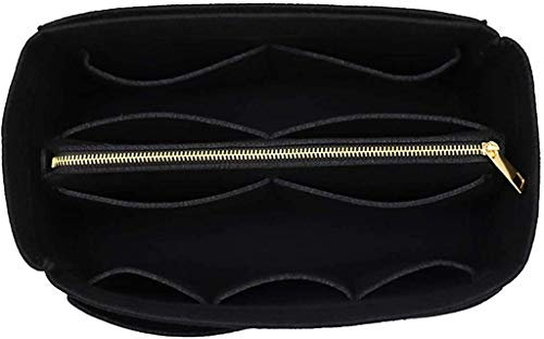 Organisatorischer Tascheineinsatz aus Filz mit Reißverschluss, passend für Speedy-Neverfull-Tasche, Taschenformer, Schwarz (schwarz), Medium