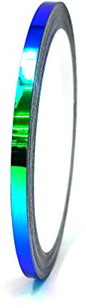 10 Meter Flip Flop Chrom Zierstreifen Basteln Effektfolie Hologramm Chameleon Auto Motorrad Modellbau Klebestreifen (FF4 Blau/Grün, 5mm Breite)