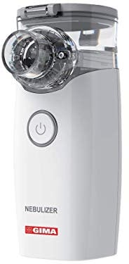 Gima Aerosol Silent Tragbares Aerosolgerät mit kompaktem Vernebler, handlich und leicht zur Behandlung von Atemwegserkrankungen bei Erwachsenen und Kindern mit Batterien und USB-Kabel