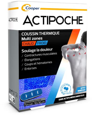 ACTIPOCHE - Coussin thermique - Thermothérapie - Contractures musculaires et douleurs articulaires - Multi-zones - Microbilles - 1 unité