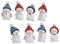 8er-Set Deko-Figuren - süße Schneemänner mit lustigen Mützen aus Poly 8-Fach Sortiert - Weihnachtsdeko Winterdeko (Weiss-rot-blau) B2,5 x T2 x H5 cm
