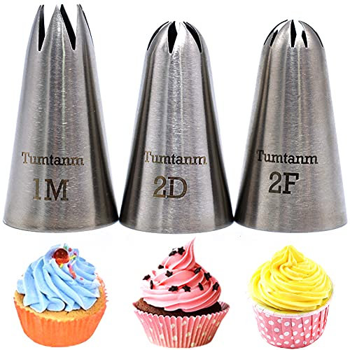 Tumtanm Ugelli grandi per glassa in acciaio inox, 1 m, 2D, 2F, senza cuciture, per fai da te, per cupcake