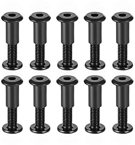 Olymajy 10 PCS viti a brugola testa piatta M8 x 25 mm dadi esagonali lunghi con manicotto a testa tonda,Dadi esagonali piatti per il collegamento di mobili, Divano Rilegatura con decorazione in pelle
