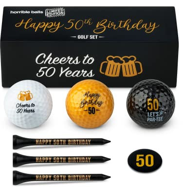 Horrible Balls Golf-Geburtstagsgeschenk-Sets – 40., 50., 60., 70. – perfektes Golfgeschenk für Sie oder Ihn (50. Geburtstag)