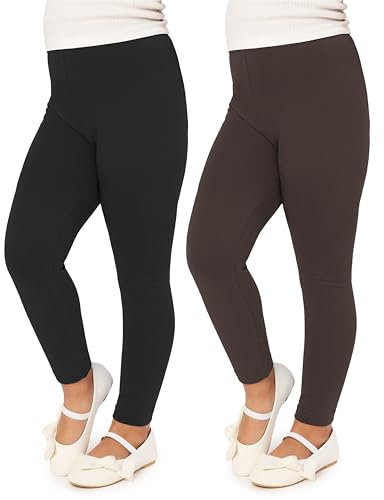 Merry Style Mädchen Lange Leggings aus Viskose 2 Pack MS10-130 (Schwarz/Braun (2Pack), 146 cm)