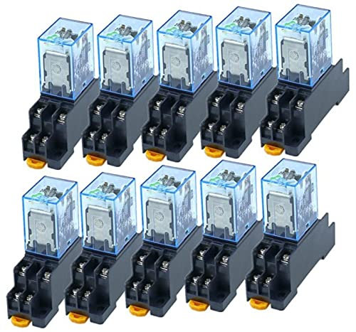CZKE 10pcs MY2P HH52P MY2NJ 12V/24V AC/DC Bobina de propósito General Dpdt Micro Mini relé con zócalo (Size : DC 12V)