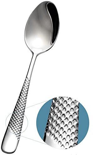 Xideman® Prämie 6-teiliges Gehämmertes Suppenlöffel, Esslöffel 18/10 Edelstahl. 20,2 cm Groß löffel set, Tafellöffel für Zuhause, Küche oder Restaurant, spülmaschinenfest (Silber)