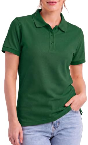 Love My Fashions Women’s Polo Shirt – Knitted Collar and Cuffed Short Sleeves, Casual & Plain T-Shirt for Ladies