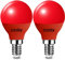 EXTRASTAR E14 LED Light Bulb Red, 4W Small Edison Screw G45 Bulb, 180° Beam Angle Lightbulbs for Christmas Holiday Party, Non-Dimmable, Pack of 2