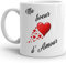 Kalféa Mug soeur d'amour je t'aime tasse demi-soeur haute Qualité avec coeurs Idée Cadeau Originale Famille frangine anniversaire noel fete réalisé en France