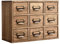 KIRIGEN Wood Storage Drawer Units Desktop Organiser Chest of Drawers Medicine Cabinet 9 Mini Drawers with Metal Handles for Coffee Tea and Jewelry Dark Brown (9CG-DBR)