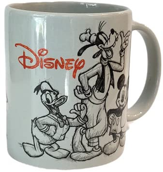 Disney Taza de Mickey Mouse Donald Duck Goofy Sketchy Group de 11 onzas (Sketchy Group Script 11 onzas)